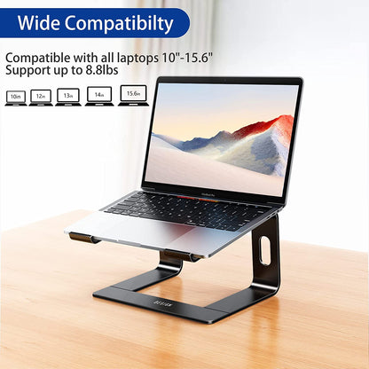 LS03 Aluminum Laptop Stand, Ergonomic Detachable Computer Stand, Riser Holder Notebook Stand Compatible with Air, Pro, Dell, HP, Lenovo More 10-15.6" Laptops, Black